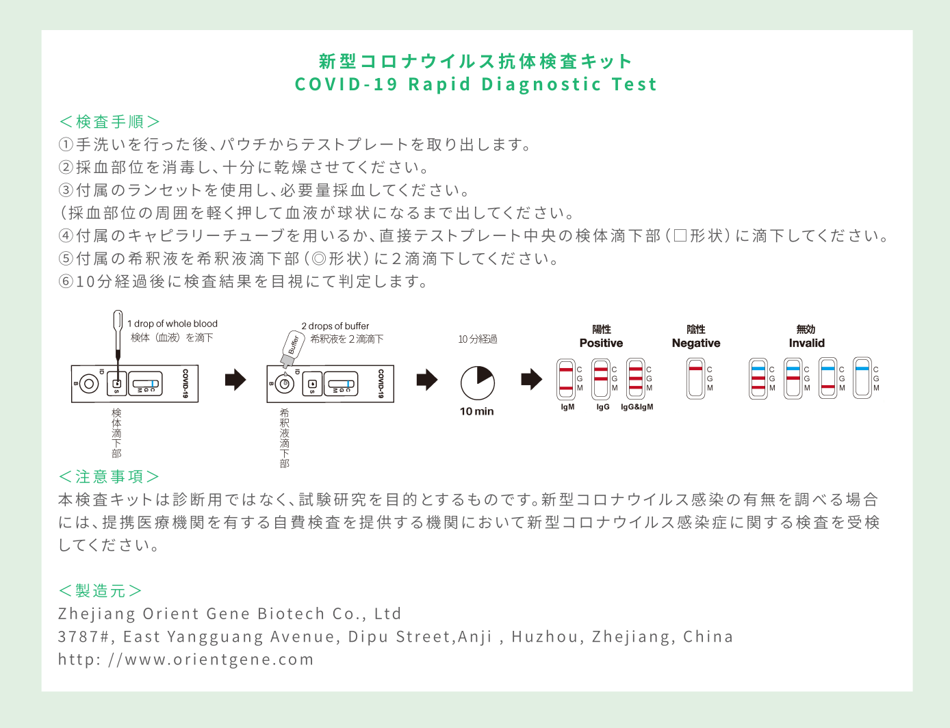 新型コロナウイルス抗体検査キット手順